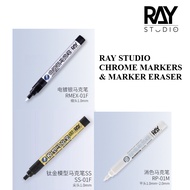 [RAY STUDIO] Chrome Silver / Titanium Gold Marker / Marker Eraser For Model Kits