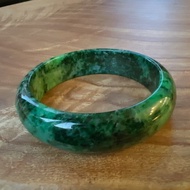 老花青翡翠平安鐲手鐲 | 18.5圍 | 天然緬甸玉翡翠A貨 | 送禮