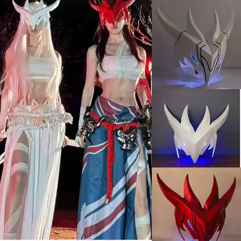 Lol Halloween Pixiv Game League of Legends Yone Mask Cos Dress Up Ball Luminescence Resin Mask Fashi