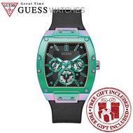 GUESS Watches GW0202G5 Men's 2-Tone Case Black Genuine Leather Silicone Strap Watch