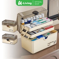 U-Living P3K 3-Tier Portable Medicine Box Transparent Multifunctional Storage Box DSO011
