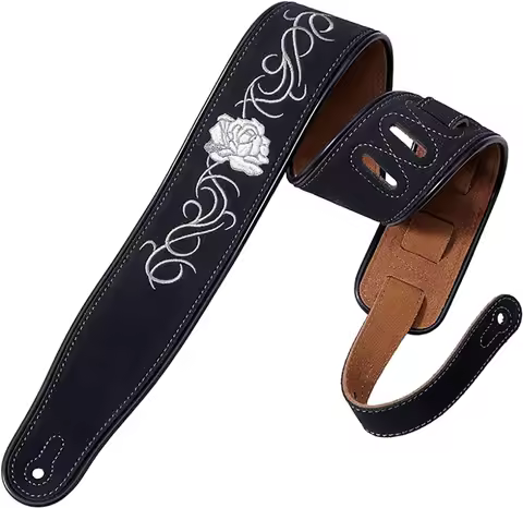 Suede Guitar Strap Black Soft Bass Guitar Strap for Electric Bass Acoustic Guitar Adjustable Length 