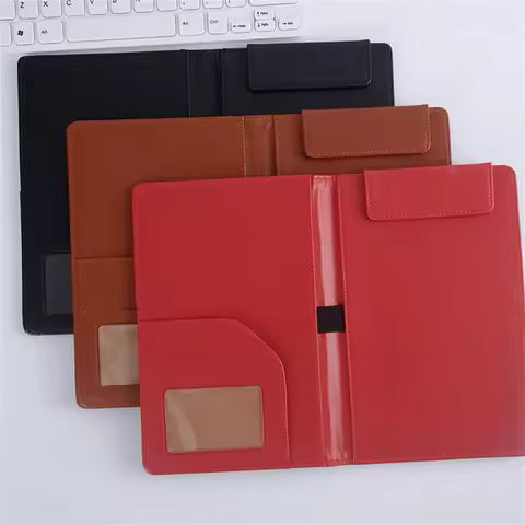 A5 File Clipboard Man PU File Folder Portfolio Business Document Holder Metal Clipboard Pad Document