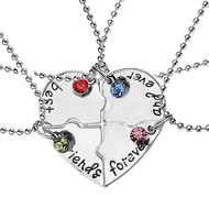 Best Friends Forever Necklace for 4 Best Friends Spliced Heart Engraved 4-Piece Necklace Set Accesso