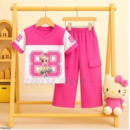 Girls' outfits 1-12 years old, latest character jersey motifs,/ one set for girls and viral cargo pa
