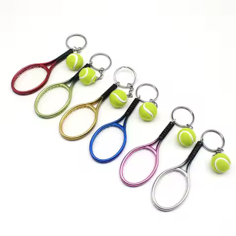 Simulation Mini Tennis Racket Ball Keychain Pendant Bag Key Ring Sports Key Chain Souvenir Gifts Acc