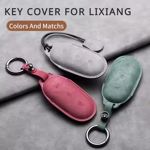 Suede Leather Car Key Case Cover Holder Keychain Shell for Li Auto Ideal One L9 for Li Lixiang L7 L8