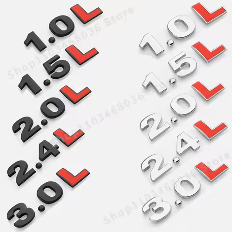 3D Metal Car Rear Back Trunk 1.0L 1.2L 1.5L 2.0L 2.2L 3.0L 4.0L Dispacement Standard Decals Volume L