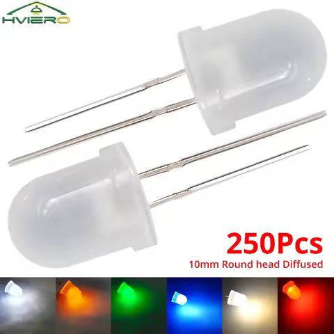 250PCS 10mm Ultra Bright Diffused Led Beads Warm White Yellow Multi Color For DIY Decoration Signage