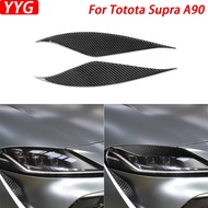 For Toyota Supra A90 2019-2022 Carbon Fiber Front Headlight Eyelid Eyebrow Cover Decorative Car Modi