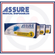 Assure Nitrile Powder Free Gloves - 100's/Box [S/M/L sizes]