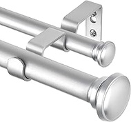 TONIAL 1 Inch Double Curtain Rods for Windows 36 to 72 Inches (3 to 6ft), Heavy Duty Decorative Drap