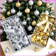 TARSUR Christmas Tree Bauble Ornaments, 45PCS Assorted Shapes Holiday Hanging Ornaments, Bow Accents