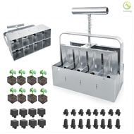 ☀[HOM]Soil Block Maker 8-cavity 2 inch Comfort-Grip Handle Manual Blocker Gardening Tool with 3 Types of Pins for Garden Starter Soil Potting Plants