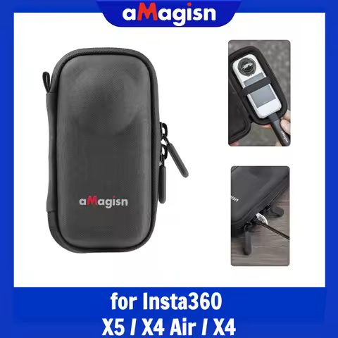 aMagisn Camera Body Bag Holds Insta360 X5 / X4 Air with Cage / Lens Guard, Mini Camera Case Protecti