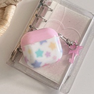 Summer Minimalist & Fresh Pink Cover Colorful Star + Pentagram Dual-Layer IMD Earbud Case + Pendant 
