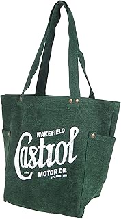 Castrol UJP10014 Official Merchandise Heritage Logo Washed Canvas Tote Bag, Wordmark, Perfect Size f