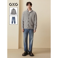 GXG Men's Clothing 25 Autumn Simple Stand-Up Collar Sweatshirt Washed Stretch Straight Jeans Commute