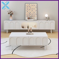 TV Cabinet New Small Household White 2m TV Cabinet Console Home Tempered Glass Tea Table Combination (FA)