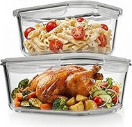 Large Glass Food Storage Containers 4 Pc (2700ML/ 91 Oz & 1520ML/ 51 Oz) Airtight Glass Storage Cont