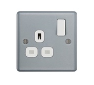 BG British General - Metal Clad 系列 金屬 (銀灰) 1/2位 插座連開關 MC521 MC522 漏電保護 MC22ARCD