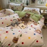 Hyun Dormitory Style High Thin Bed Sheet Value Cotton Color Three-Piece Set College Student Quilt Co