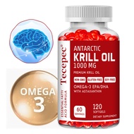Antarctic Krill Oil 1000 mg With Omega-3, EPA, DHA, and Astaxanthin Supplement