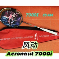 Li Ning Badminton Racket AERONAUT 7000i Cyan Professional Competition Training Badminton Racket Wind Tunnel 7000i