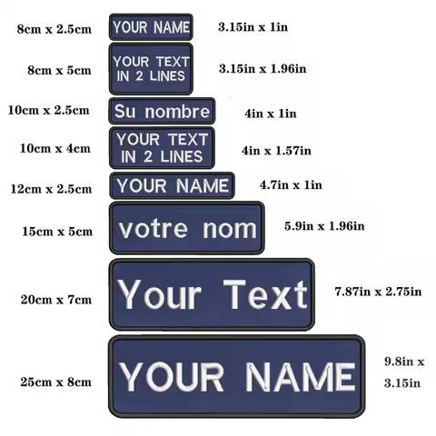 1PC Custom Name Patch Stripes Badge Iron On Or Hook Loop 10x2.5cm 8X2.5cm,12x2.5cm,8x5cm,10x4cm,15x5