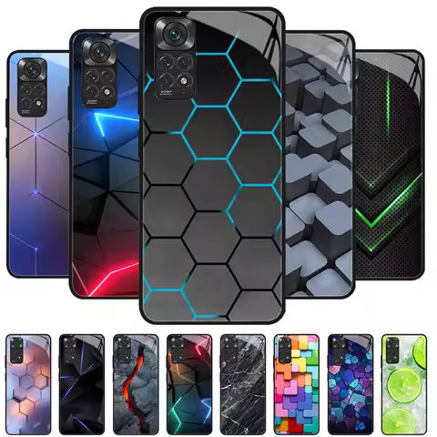 For Redmi Note 11 Case Cover Tempered Glass Case Hard Coque Bumper For Xiaomi Redmi Note11 Note 11 P