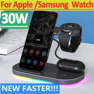 30W 3 In 1 Wireless Charger Stand for iphone 14 13 12 X SamsungS22 S21Galaxy Watch 5 4 Active 2 Buds Fast Charging Dock Station
