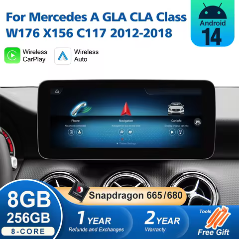 Android 14 Auto Radio For Mercedes Benz A GLA CLA Class W176 X156 C117 2012-2018 Carplay Screen GPS