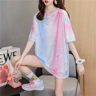 Short-sleeved T-Shirt Women Design Summer New Style Half-Sleeved T-Shirt Student Gradient Loose