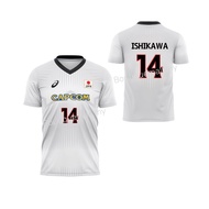 Customizable Japan VNL 2023 Volleyball Jersey Short Sleeves ISHIKAWA / RAN/NISHIDA Jersey (FULLY SUB