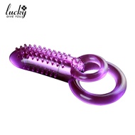 Double Circle Ejaculation Delay Penis Cock Ring Clit Stimulator Vibrator Sex Toy