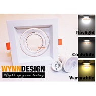 Wynn Design Eyeball Casing Set with GU10 Single Holder Designer White Casing Square Shape Lampu Effect(EB-1H/GU10-SQ-WH)