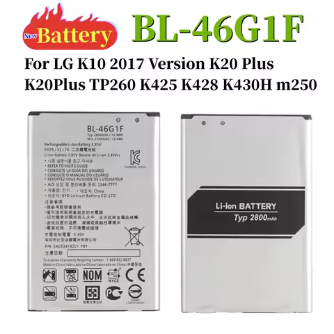 New BL-46G1F Battery For LG K10 2017 Version K20 Plus K20Plus TP260 K425 K428 K430H m250 2700mAh Bat