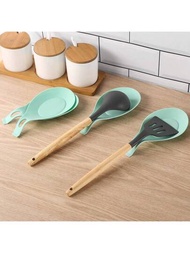 1入/2入/3入/4入黑色矽膠匙托,廚房勺子支架、汤匙置物架、餐具刮板架、用於家庭餐廳供應