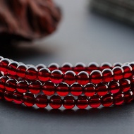 Biya Ice Transparent Garnet Bracelet Ice Glass Body Wine Red 5mm Multi-Layer Multi-Circle Three Circ