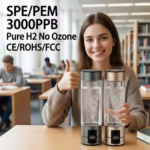 400ml Drinking Hydrogen Rich Water Bottle 3000PPB SPE PEM USB Fast Charge 5/10 Mins Portable H2 Cup 