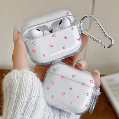 Full SLove Clear Soft TPU Earphone Case For Airpods 4 3 2 1 Pro Pro2 Pro3 Shockproof with Hook Airpo