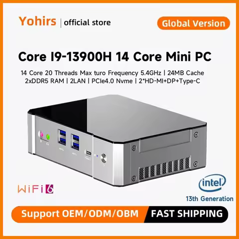 Yohirs 13th Gen i9 13900H i7 13700H mini PC Gaming Computer Thunderbolt 4 DDR5 M.2 NVME 2*2.5G LAN d