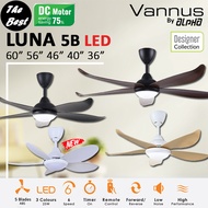 ALPHA VANNUS LUNA 5B LED 60" 56” 46” 40” 36” Inches DC Motor Remote Ceiling Fan