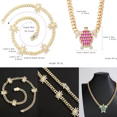 Jewelry Gift for Mother, Large Female Turtle Necklace 8N80G, Symbol of Health and Wealth Female Anim