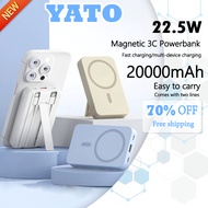 YATO New 20000mAh Magnetic Fast Charging 3C Power Bank with Cables  High quality power bank equipped