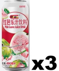 AJI337_3 紅芭樂汁飲料 490ml x(3罐裝) 此日期前最佳：2027年05月18日