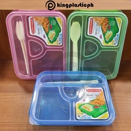 Sunnyware Bento Box Lunch Box Plastic with Utensils Spoon and Fork and Sauce Pocket Baunan 518