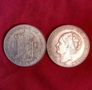 Koin Kuno Der Nederland Belanda Tahun 1943 Wilhelmina 1 Gulden