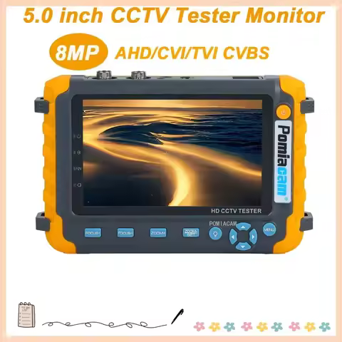 IV8W 5.0 Inch Monitor CVBS 8MP AHD/CVI/TVI CCTV Tester 4-In-1 Camera Tester Portable Tester Support 