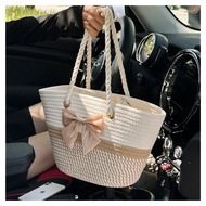 beg tangan wanita beach bag Beg jerami wanita, beg anyaman rotan, beg pantai percutian musim panas t